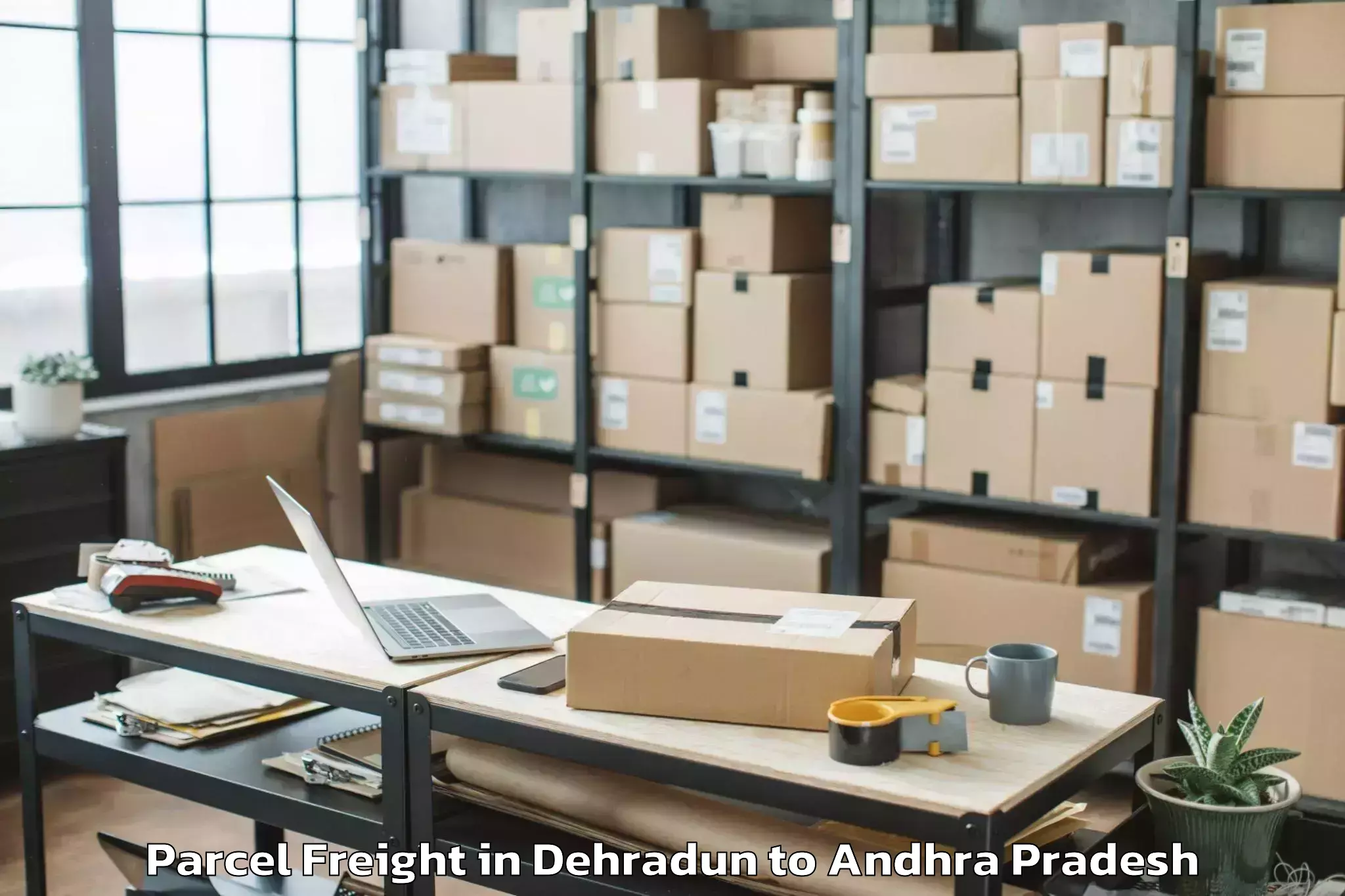 Leading Dehradun to Komarolu Parcel Freight Provider